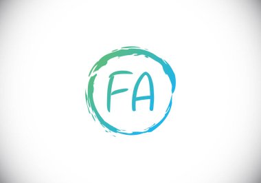 Baş Monogram FA Logo Tasarım Vektör Şablonu. FA Harf Logosu Tasarımı