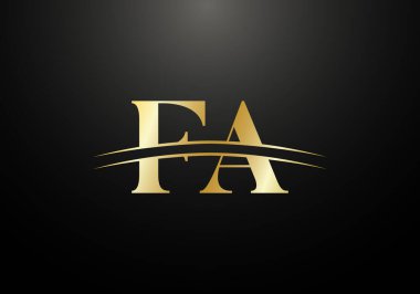 Baş Monogram FA Logo Tasarım Vektör Şablonu. FA Harf Logosu Tasarımı