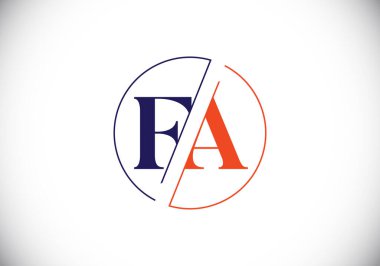 Baş Monogram FA Logo Tasarım Vektör Şablonu. FA Harf Logosu Tasarımı