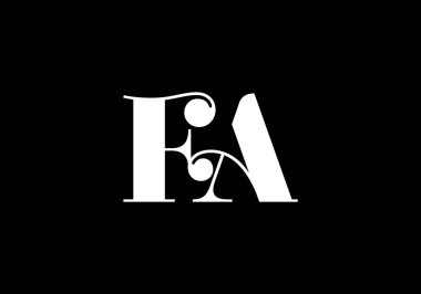 Baş Monogram FA Logo Tasarım Vektör Şablonu. FA Harf Logosu Tasarımı
