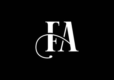 Baş Monogram FA Logo Tasarım Vektör Şablonu. FA Harf Logosu Tasarımı