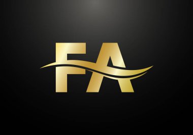 Baş Monogram FA Logo Tasarım Vektör Şablonu. FA Harf Logosu Tasarımı