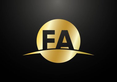 Baş Monogram FA Logo Tasarım Vektör Şablonu. FA Harf Logosu Tasarımı