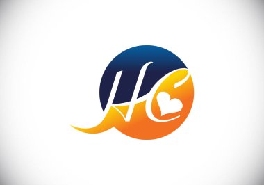 İlk Monogram H C Logosu Tasarım Vektör Şablonu. HC Harf Logosu Tasarımı