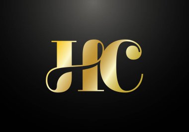 İlk Monogram H C Logosu Tasarım Vektör Şablonu. HC Harf Logosu Tasarımı