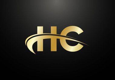 İlk Monogram H C Logosu Tasarım Vektör Şablonu. HC Harf Logosu Tasarımı