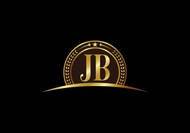Baş Monogram Harf J B Logo Tasarım Vektör Şablonu. JB Harf Logo Tasarımı