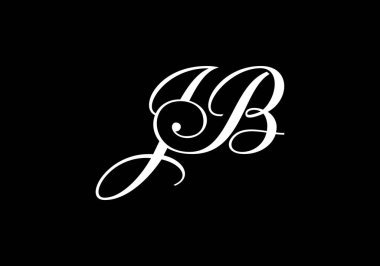 Baş Monogram Harf J B Logo Tasarım Vektör Şablonu. JB Harf Logo Tasarımı