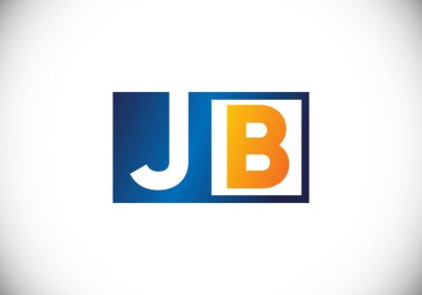 Baş Monogram Harf J B Logo Tasarım Vektör Şablonu. JB Harf Logo Tasarımı