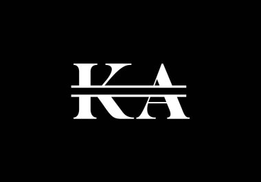 İlk Monogram Harf K A Logo Tasarım Vektör Şablonu. K A Harfi Logo Tasarımı