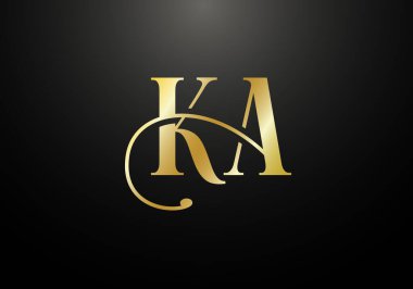 İlk Monogram Harf K A Logo Tasarım Vektör Şablonu. K A Harfi Logo Tasarımı
