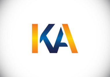İlk Monogram Harf K A Logo Tasarım Vektör Şablonu. K A Harfi Logo Tasarımı