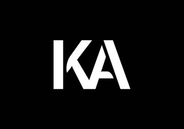 İlk Monogram Harf K A Logo Tasarım Vektör Şablonu. K A Harfi Logo Tasarımı