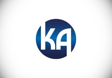İlk Monogram Harf K A Logo Tasarım Vektör Şablonu. K A Harfi Logo Tasarımı