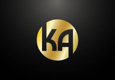 İlk Monogram Harf K A Logo Tasarım Vektör Şablonu. K A Harfi Logo Tasarımı