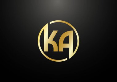 İlk Monogram Harf K A Logo Tasarım Vektör Şablonu. K A Harfi Logo Tasarımı