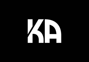 İlk Monogram Harf K A Logo Tasarım Vektör Şablonu. K A Harfi Logo Tasarımı
