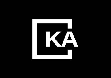 İlk Monogram Harf K A Logo Tasarım Vektör Şablonu. K A Harfi Logo Tasarımı