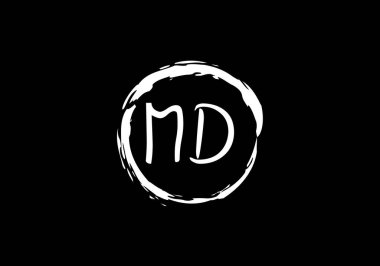İlk Monogram M D Logo Tasarım Vektör Şablonu. M D Harf Logosu Tasarımı