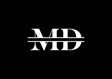 İlk Monogram M D Logo Tasarım Vektör Şablonu. M D Harf Logosu Tasarımı