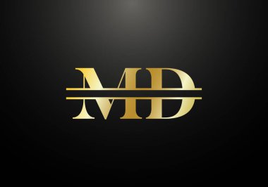 İlk Monogram M D Logo Tasarım Vektör Şablonu. M D Harf Logosu Tasarımı