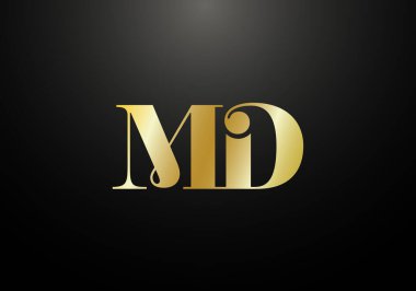 İlk Monogram M D Logo Tasarım Vektör Şablonu. M D Harf Logosu Tasarımı