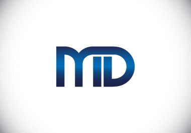 İlk Monogram M D Logo Tasarım Vektör Şablonu. M D Harf Logosu Tasarımı