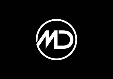 İlk Monogram M D Logo Tasarım Vektör Şablonu. M D Harf Logosu Tasarımı