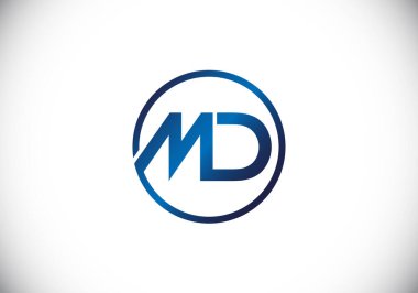 İlk Monogram M D Logo Tasarım Vektör Şablonu. M D Harf Logosu Tasarımı