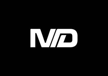 İlk Monogram M D Logo Tasarım Vektör Şablonu. M D Harf Logosu Tasarımı