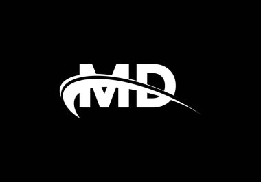 İlk Monogram M D Logo Tasarım Vektör Şablonu. M D Harf Logosu Tasarımı