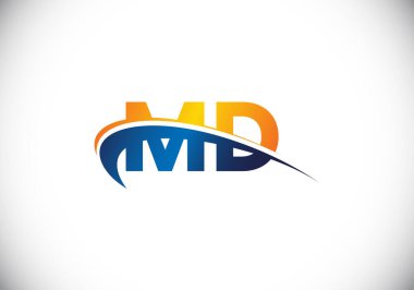 İlk Monogram M D Logo Tasarım Vektör Şablonu. M D Harf Logosu Tasarımı