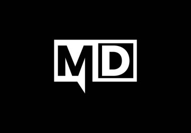 İlk Monogram M D Logo Tasarım Vektör Şablonu. M D Harf Logosu Tasarımı