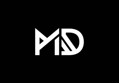 İlk Monogram M D Logo Tasarım Vektör Şablonu. M D Harf Logosu Tasarımı