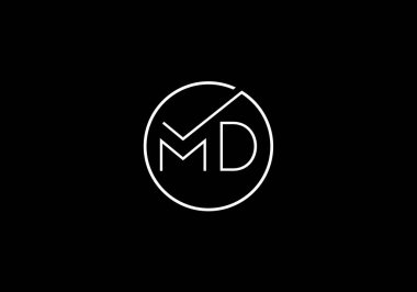 İlk Monogram M D Logo Tasarım Vektör Şablonu. M D Harf Logosu Tasarımı