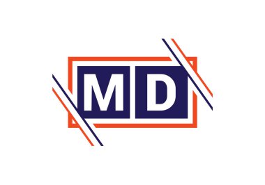 Baş Yazıcı Monogram M D Logo Tasarım Vektör Şablonu. M D Harf Logosu Tasarımı