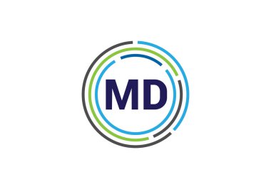 İlk Monogram M D Logo Tasarım Vektör Şablonu. M D Harf Logosu Tasarımı