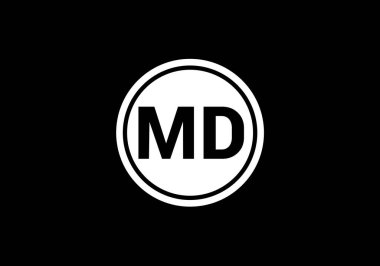 İlk Monogram M D Logo Tasarım Vektör Şablonu. M D Harf Logosu Tasarımı
