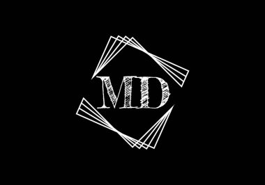 İlk Monogram M D Logo Tasarım Vektör Şablonu. M D Harf Logosu Tasarımı