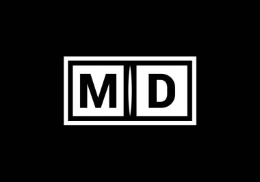 İlk Monogram M D Logo Tasarım Vektör Şablonu. M D Harf Logosu Tasarımı