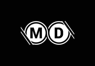 İlk Monogram M D Logo Tasarım Vektör Şablonu. M D Harf Logosu Tasarımı