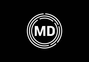 İlk Monogram M D Logo Tasarım Vektör Şablonu. M D Harf Logosu Tasarımı