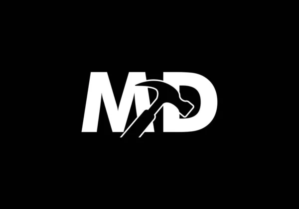 初期のモノグラム文字M Dロゴデザインベクトルテンプレート Dレターロゴデザイン — ストックベクタ