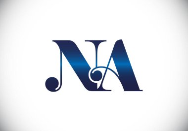 Baş Monogram Harf N A Logo Tasarım Vektör Şablonu. NA Harf Logosu Tasarımı
