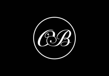 İlk Monogram Harf O B Logo Tasarım Vektör Şablonu. O B Harfi Logo Tasarımı