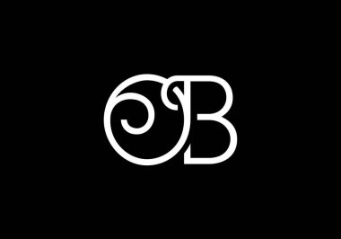 İlk Monogram Harf O B Logo Tasarım Vektör Şablonu. O B Harfi Logo Tasarımı
