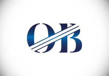 İlk Monogram Harf O B Logo Tasarım Vektör Şablonu. O B Harfi Logo Tasarımı