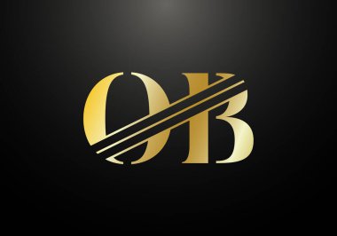 İlk Monogram Harf O B Logo Tasarım Vektör Şablonu. O B Harfi Logo Tasarımı