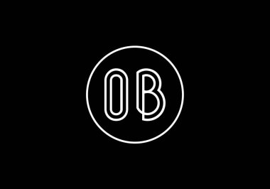 İlk Monogram Harf O B Logo Tasarım Vektör Şablonu. O B Harfi Logo Tasarımı