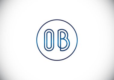 İlk Monogram Harf O B Logo Tasarım Vektör Şablonu. O B Harfi Logo Tasarımı